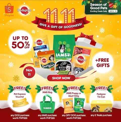 Score Great Deals and Gifts for your Pets this November 11 at PEDIGREE & WHISKAS Official Store In Shopee!