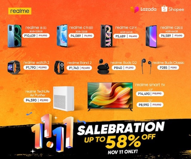 Get up to 58% off on realme products this 11.11 Sale on Shopee and Lazada!
