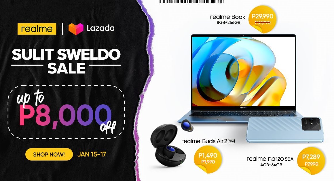 Get Up to P8,000 OFF On Your Favorite realme Gadget This January 15-17 At Lazada’s Sulit Sweldo Sale!