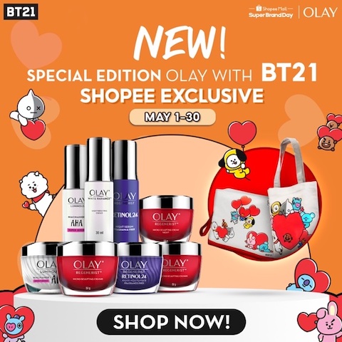 Get your Olay And BT21 Special Edition Items At Shopee This May!