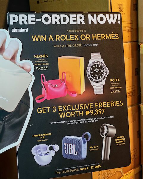 Score Luxury Rewards! P1M Worth of Rolex and Hermés with HONOR 400 5G Pre-Orders!